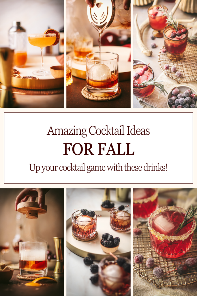 A series of autumn cocktails, with title text.