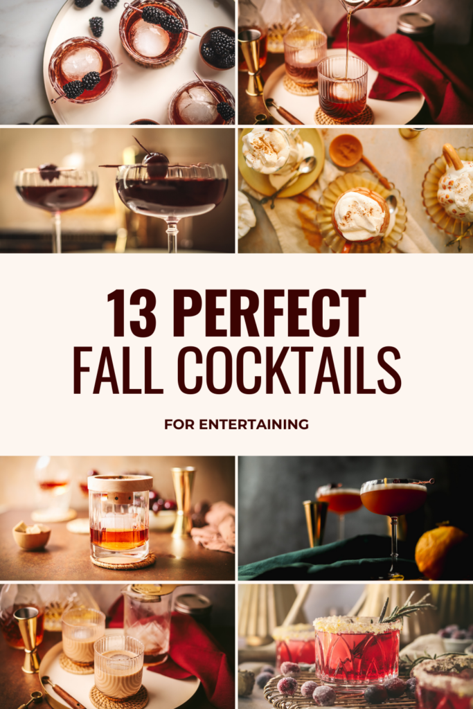 A collage of fall cocktails, with title text.