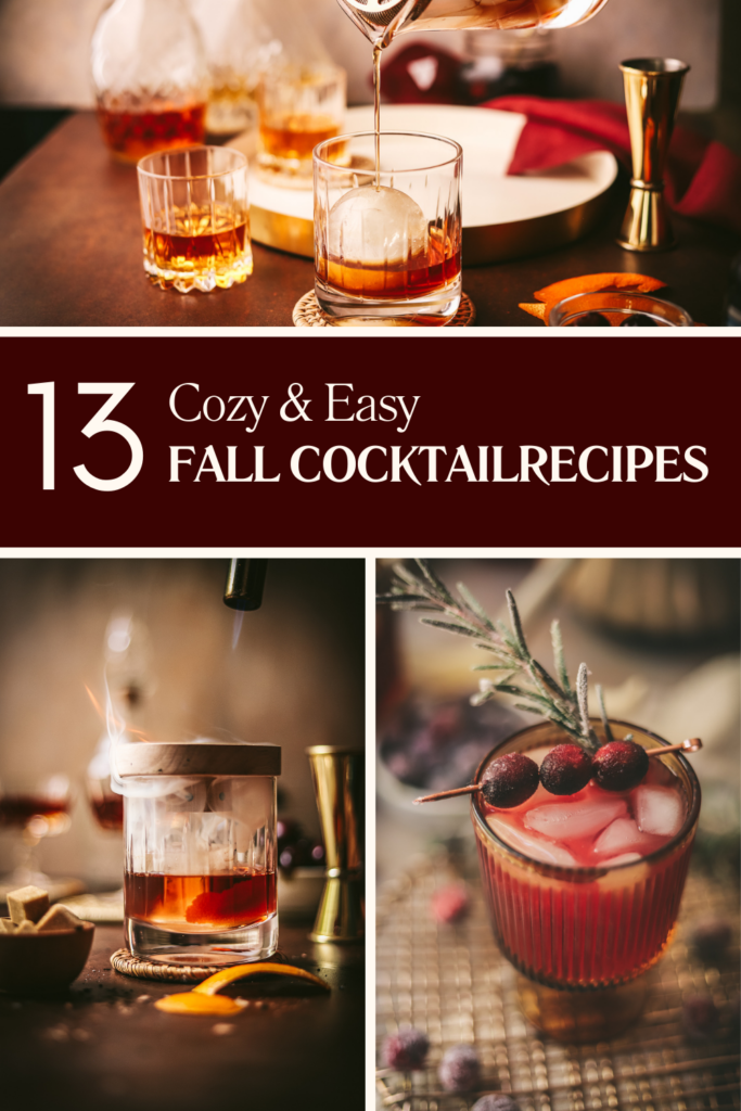 A series of fall cocktails with title text.